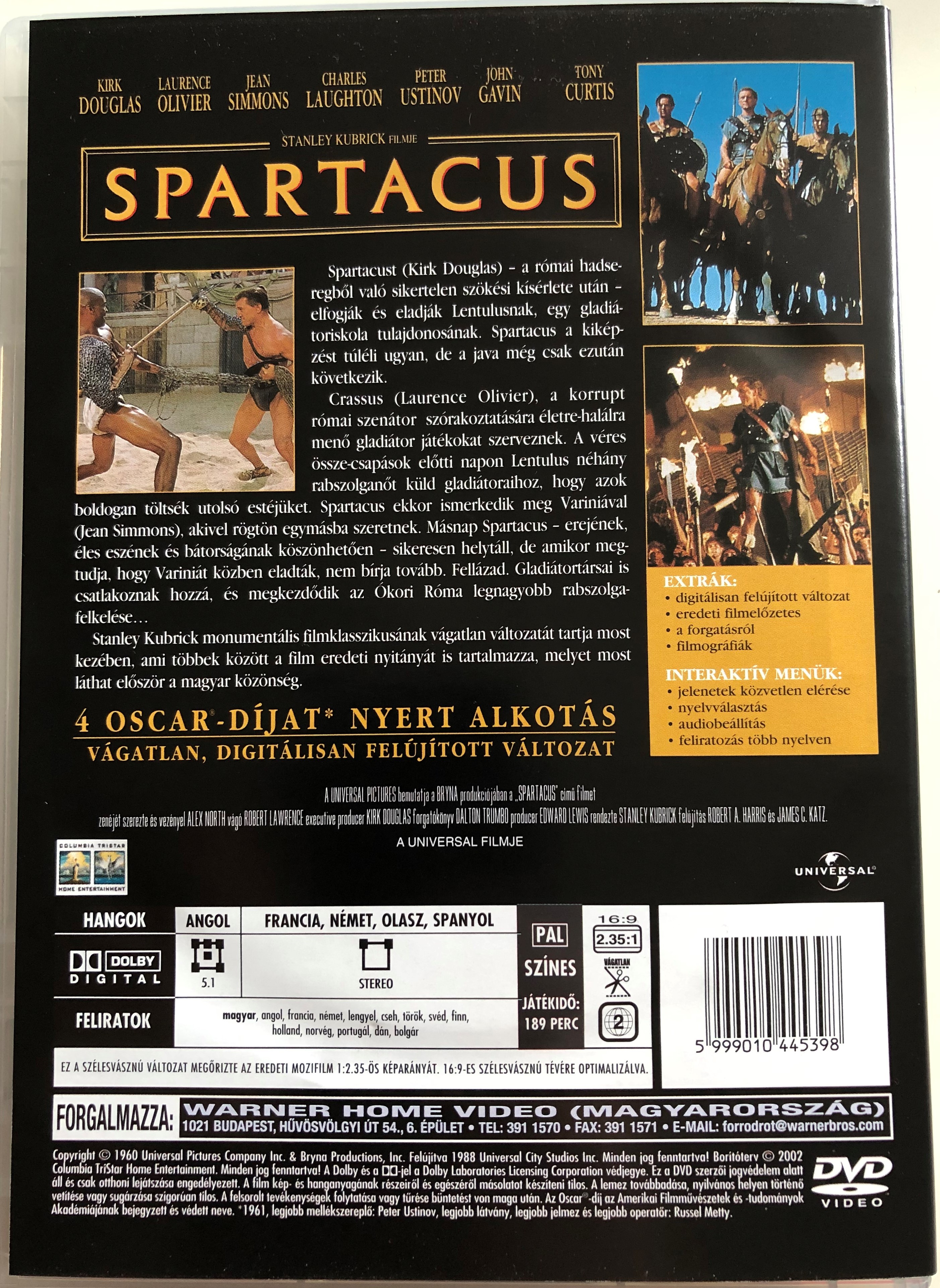 Spartacus (1960) DVD Szélesvásznú változat  1